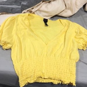 Torrid Yellow Ruched Waist Cropped Cardigan